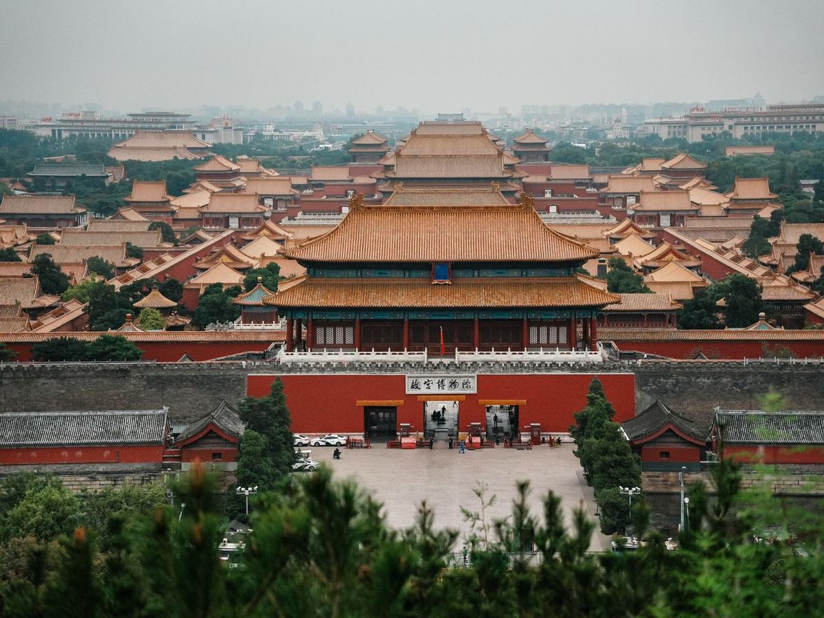 Aerial view of the Forbidden City in Beijing