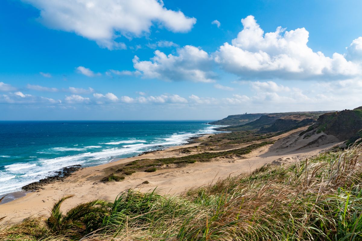 Coral coastline and turquoise water inside Kenting National Park, Taiwan