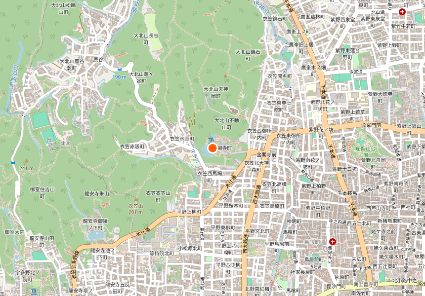 Map showing the location of Kinkaku-ji (Golden Pavilion) in Kita-ku, Kyoto