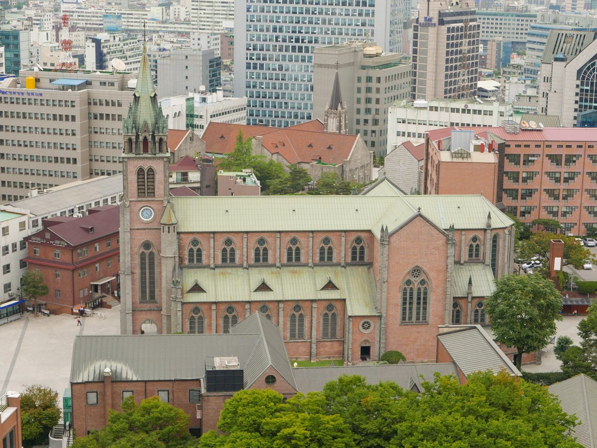 Myeongdong Cathedral, Korea's first Gothic-style brick cathedral, completed in 1898