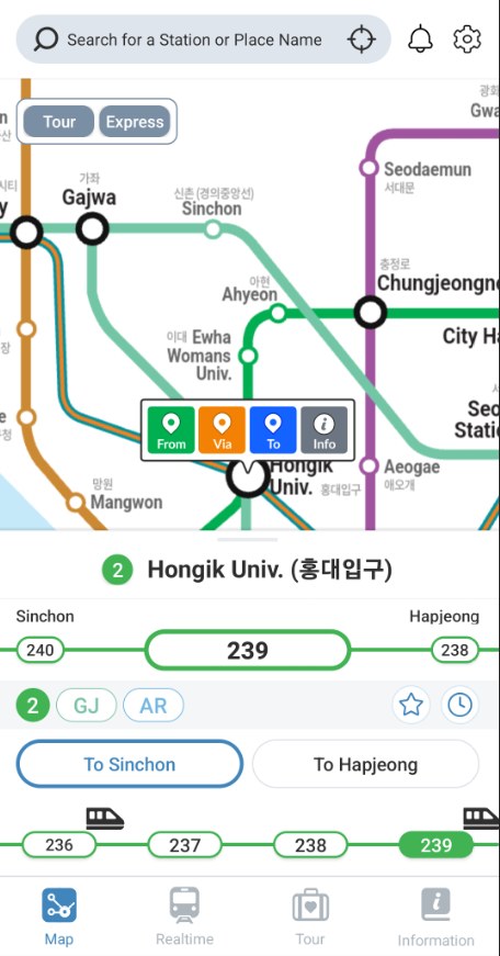 Live line map and station info
