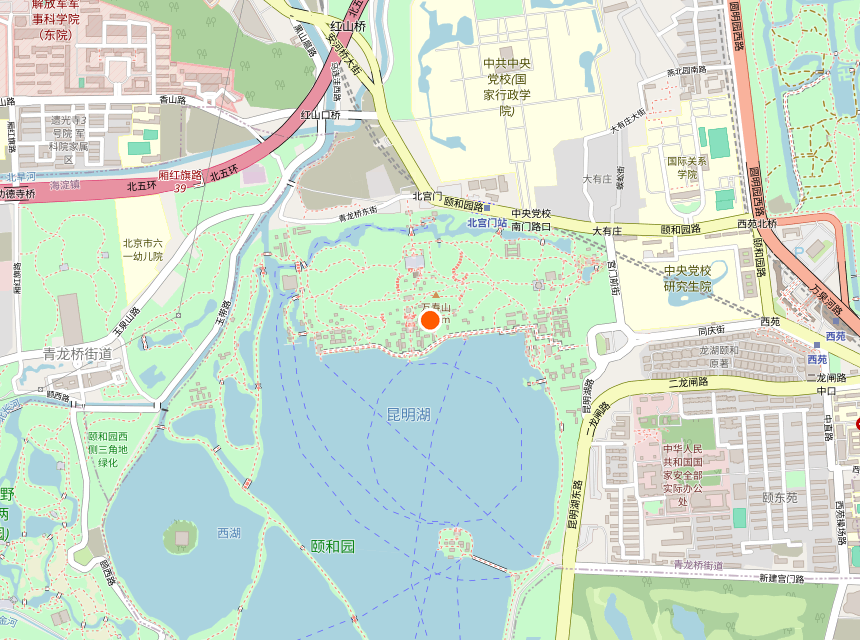 Map showing the location of the Summer Palace in Haidian District, Beijing, China